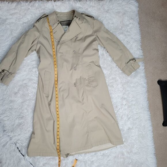 Vintage Khaki Tan London Fog Trench Coat - Size14P - Picture 7 of 12